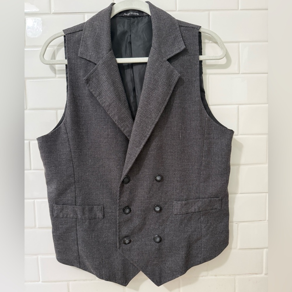 Alfani Gray Double-Breasted Vest